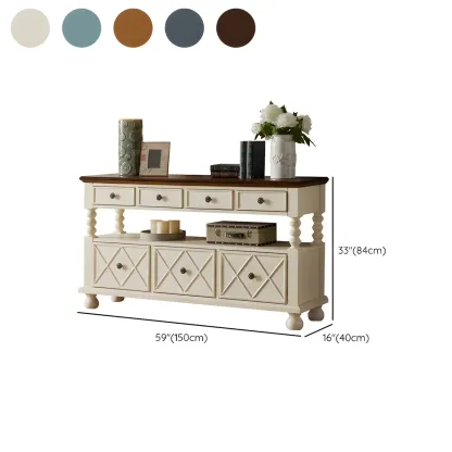 Vintage Geometric Wooden Sideboard with Storage Drawers Image - 28