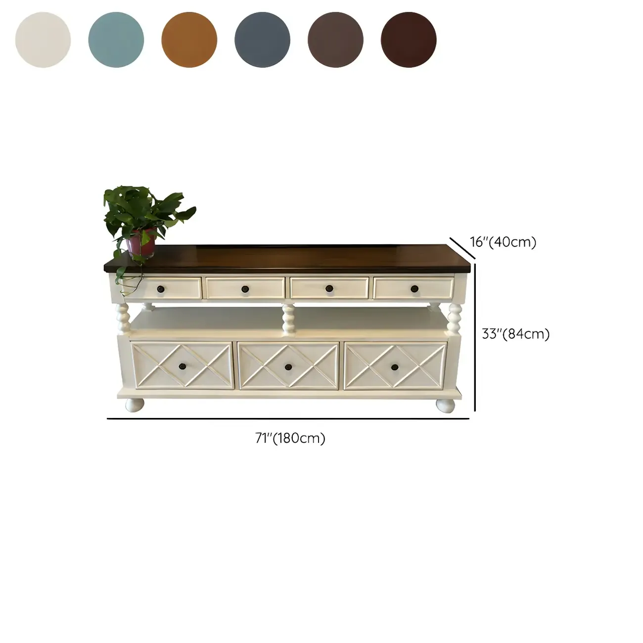 Vintage Geometric Wooden Sideboard with Storage Drawers Image - 29