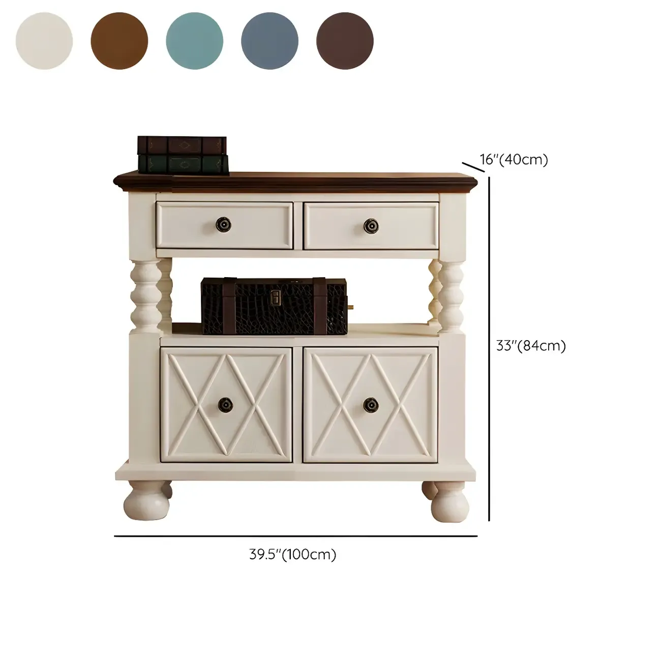 Vintage Geometric Wooden Sideboard with Storage Drawers Image - 30