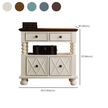 Vintage Geometric Wooden Sideboard with Storage Drawers Image - 30