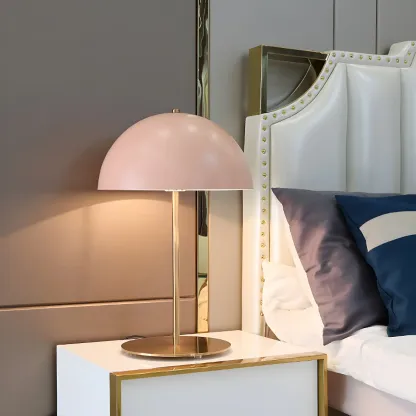 Macaron Iron Dome Shade Metal Table Lamp Plug In Electric Image - 15