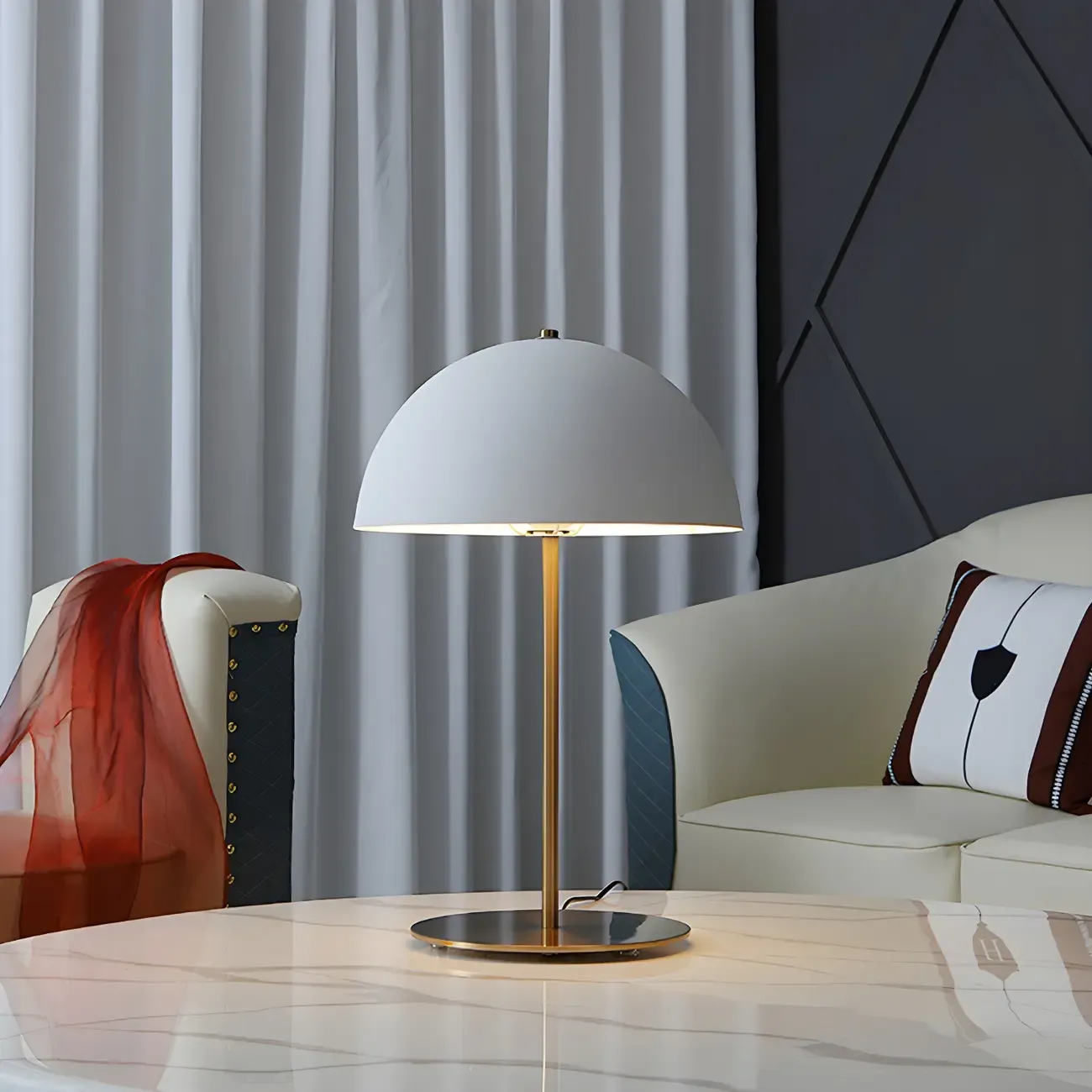 Macaron Iron Dome Shade Metal Table Lamp Plug In Electric Image - 16
