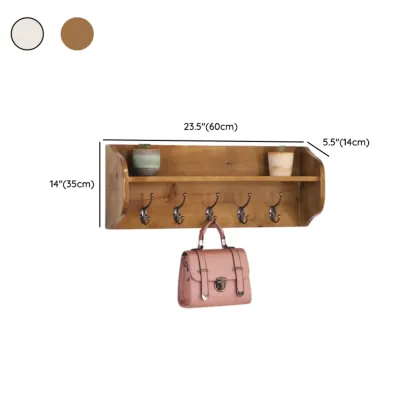 Practical Wooden Wall-Mounted Coat Rack with Hooks & Shelves #size