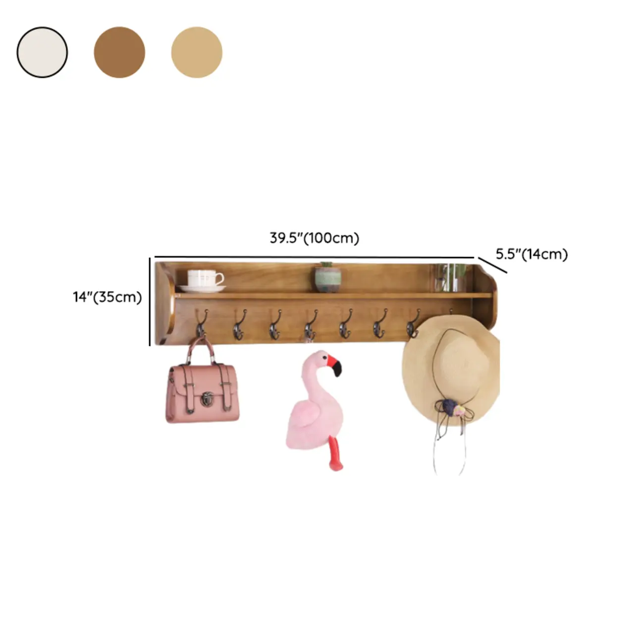 Practical Wooden Wall-Mounted Coat Rack with Hooks & Shelves Image - 34 | homeyfad