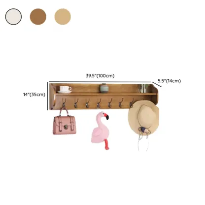 Practical Wooden Wall-Mounted Coat Rack with Hooks & Shelves Image - 34