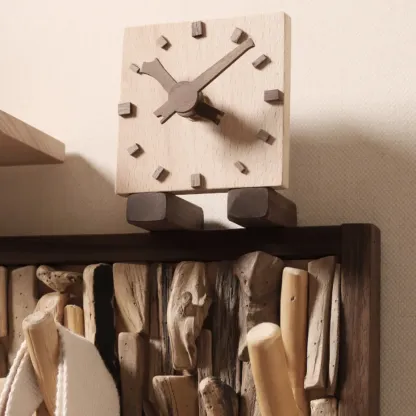 Rustic Wooden Wall-Mounted Coat Rack with Shelf Image - 10
