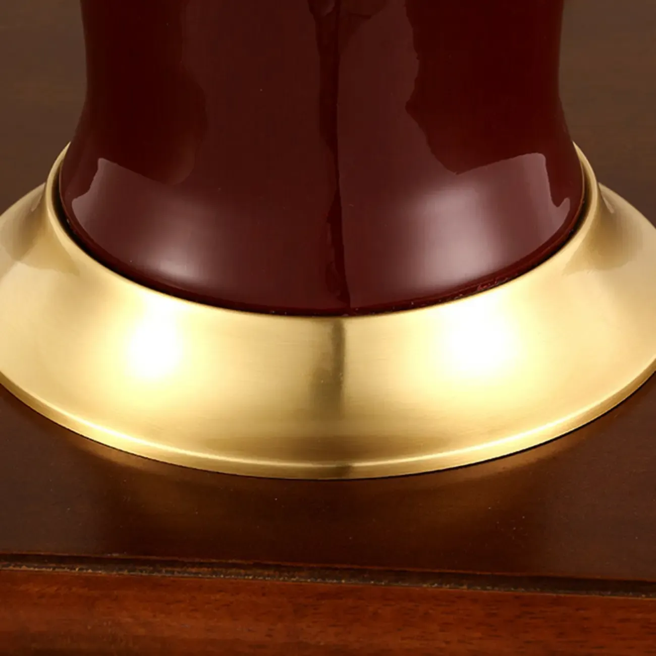 Red Geometric Ceramic Table Lamp With Button Switch And Fabric Shade Image - 12