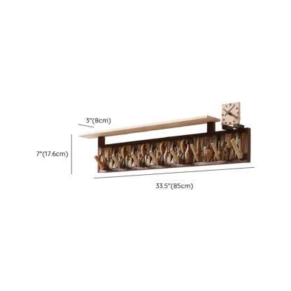 Rustic Wooden Wall-Mounted Coat Rack with Shelf Image - 16