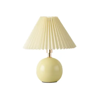 Modern Globe Ceramic Bedside Lamp With Beige Downward Shade Image - 5