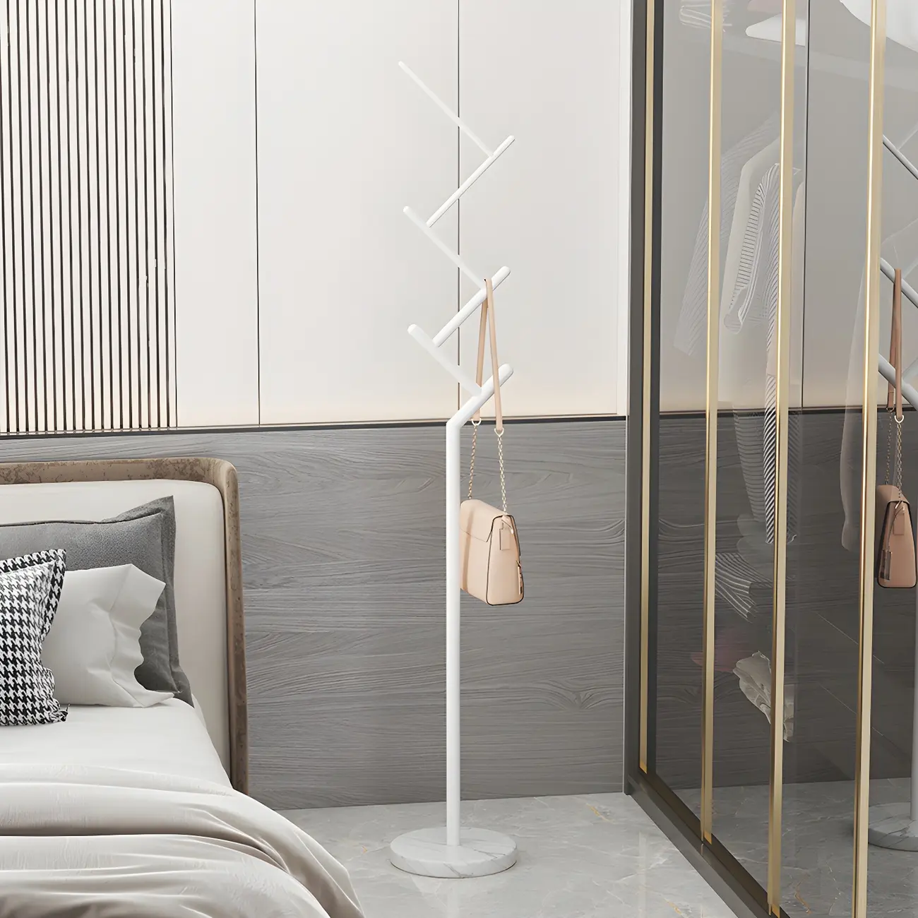 Freestanding Modern Metal Coat Rack with Hooks Image - 4 | homeyfad