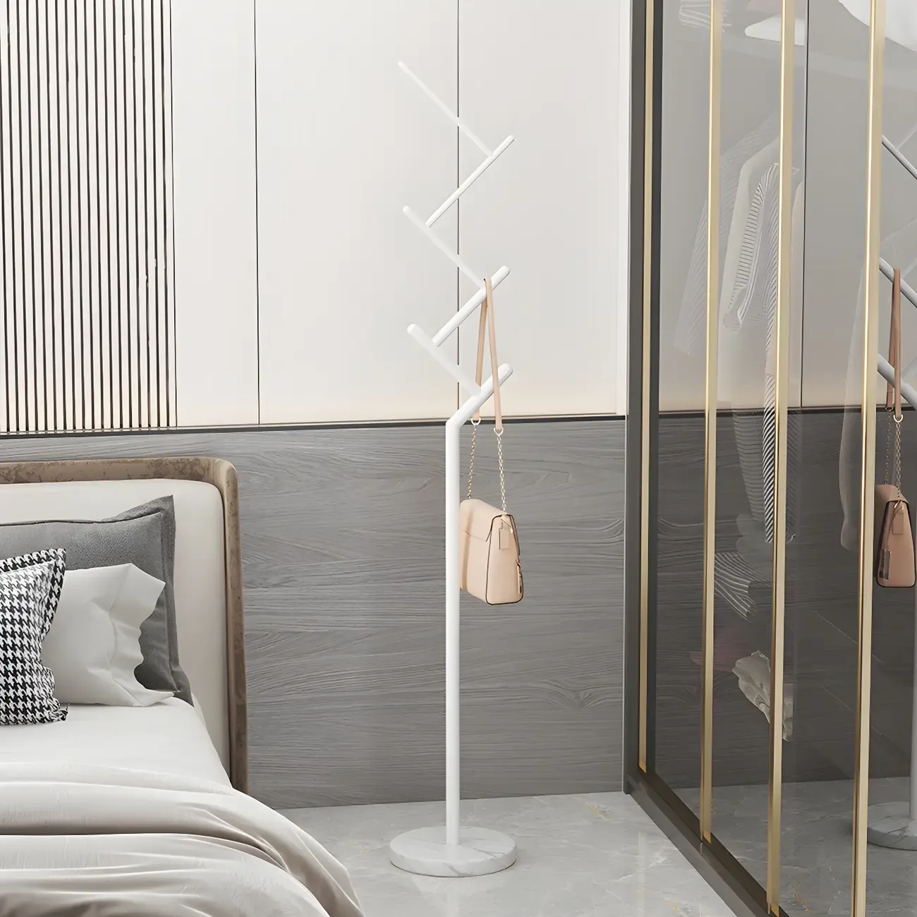 Freestanding Modern Metal Coat Rack with Hooks Image - 4