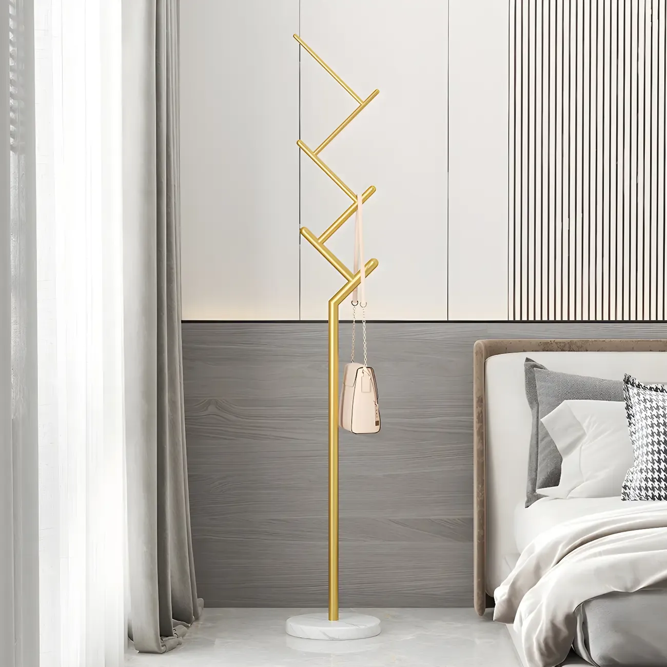 Freestanding Modern Metal Coat Rack with Hooks Image - 5