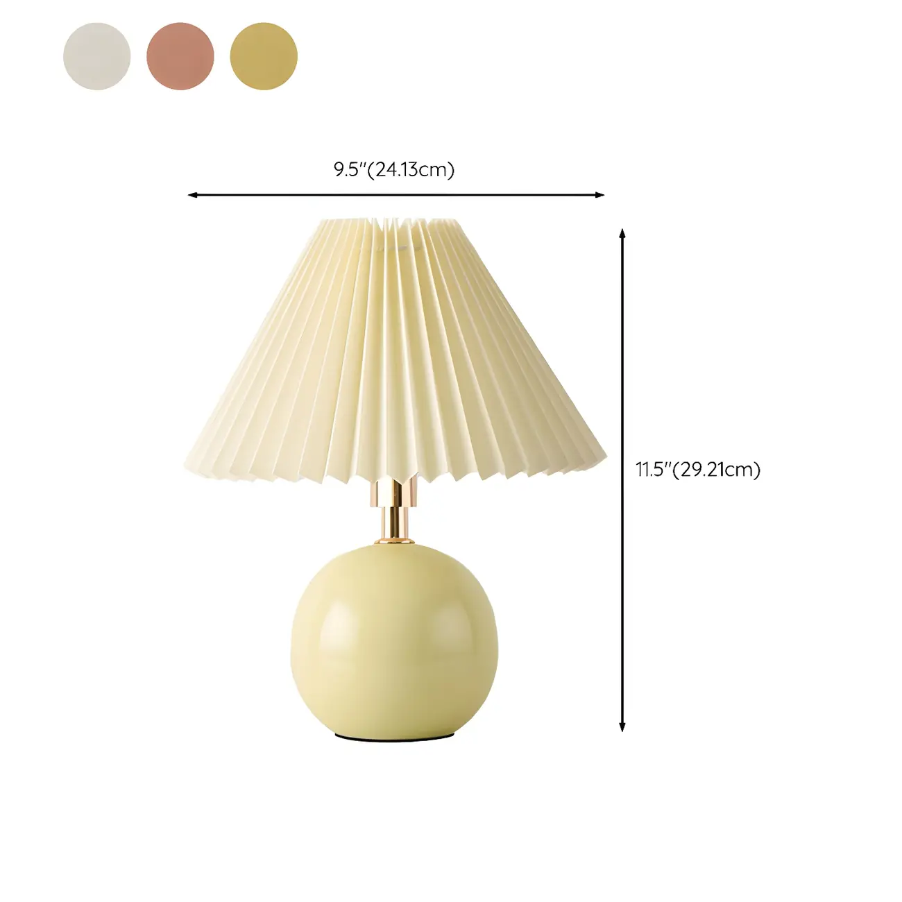 Modern Globe Ceramic Bedside Lamp With Beige Downward Shade #size