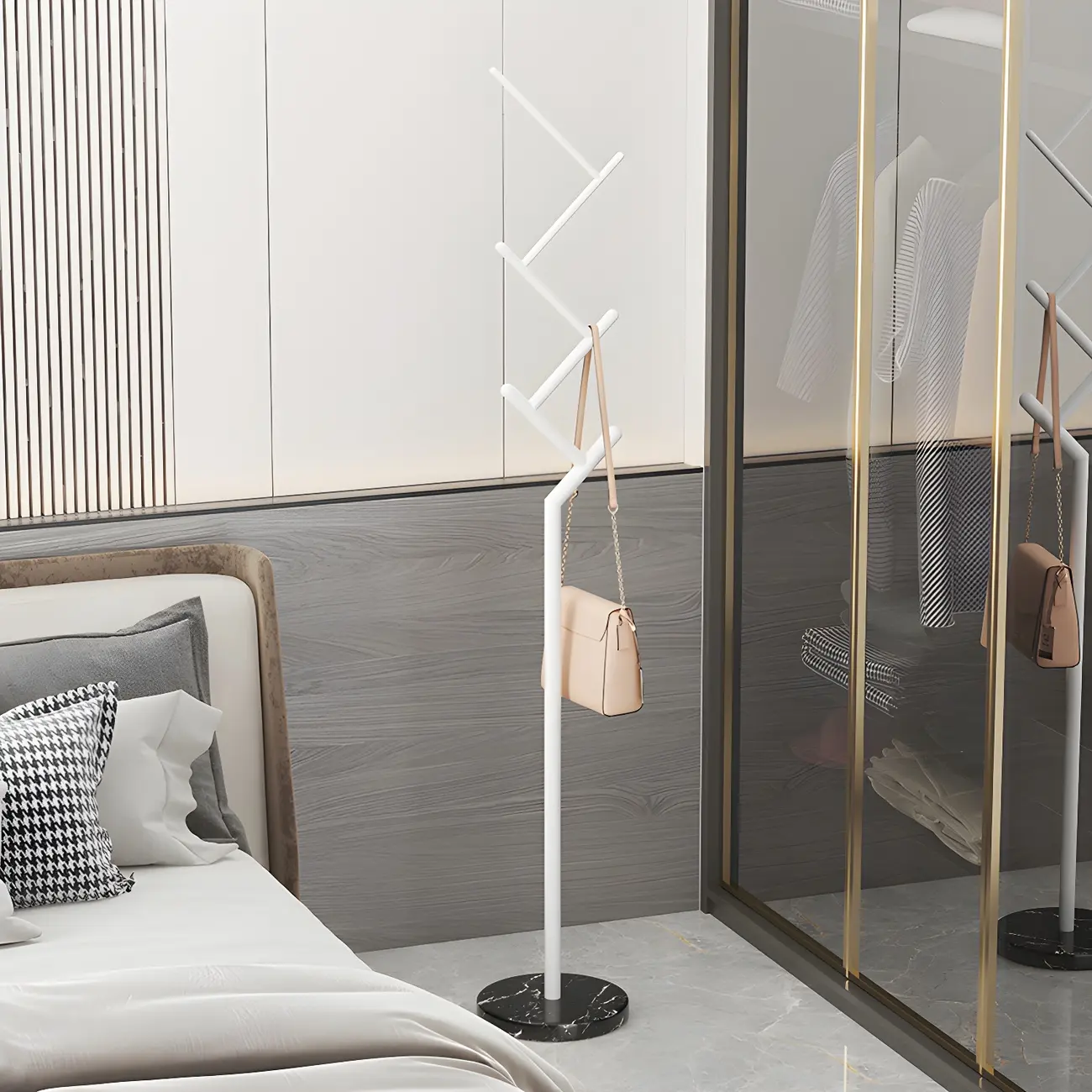 Freestanding Modern Metal Coat Rack with Hooks Image - 7 | homeyfad