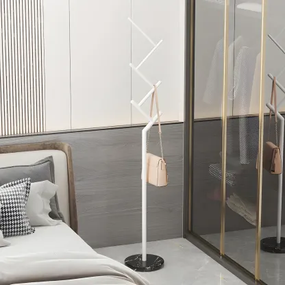 Freestanding Modern Metal Coat Rack with Hooks Image - 7