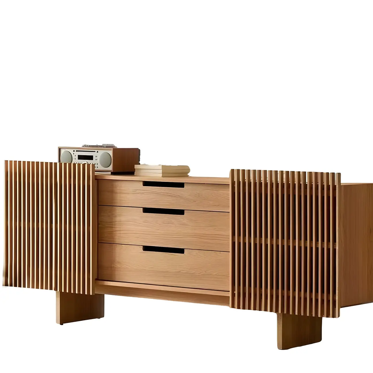 Black Wooden Buffet Table with Sliding Doors and Drawers Image - 3 | homeyfad