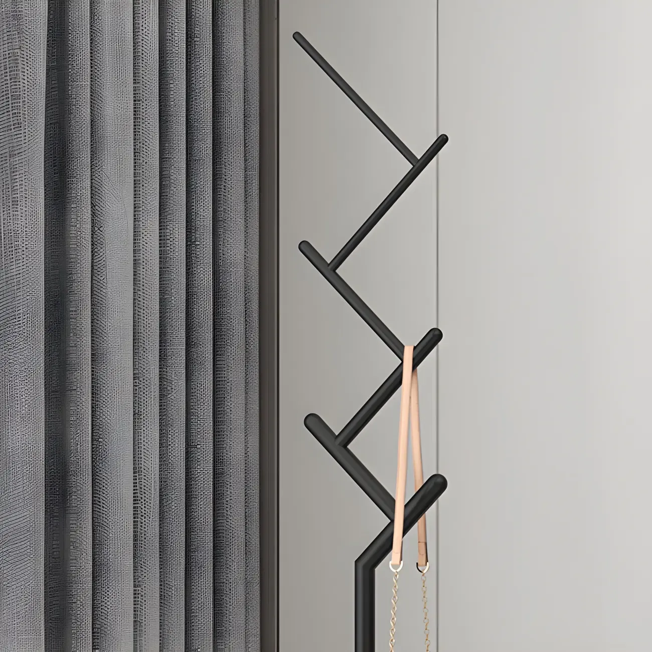Freestanding Modern Metal Coat Rack with Hooks Image - 13