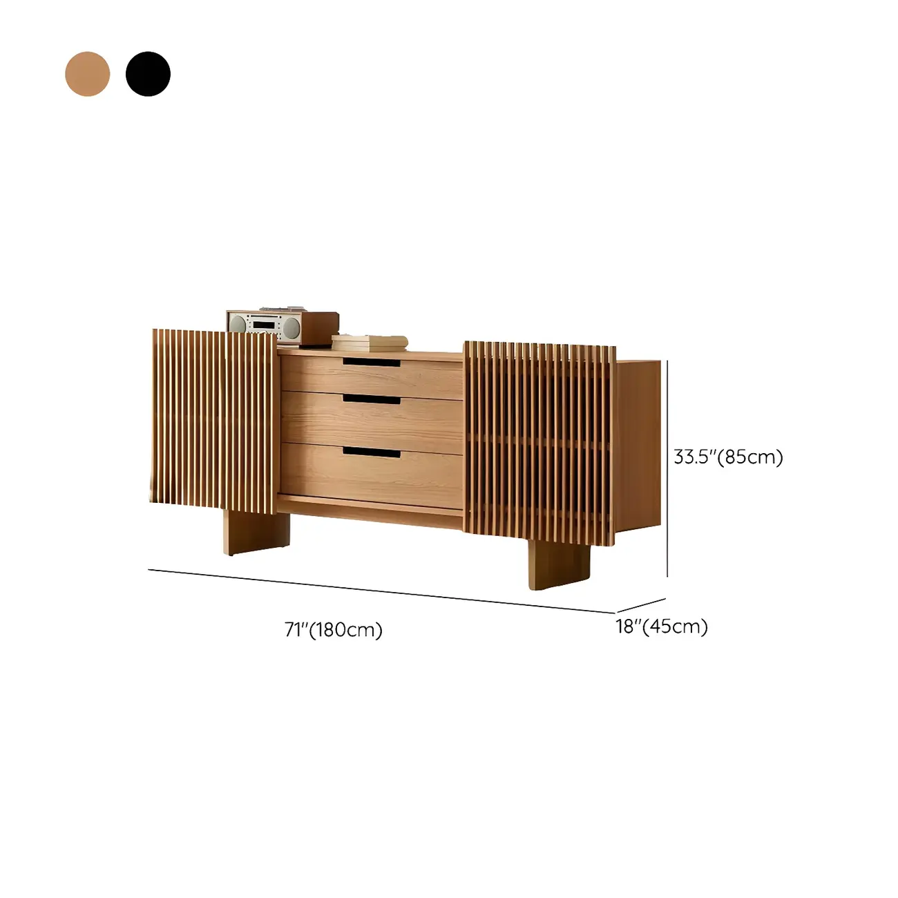 Black Wooden Buffet Table with Sliding Doors and Drawers Image - 11 | homeyfad