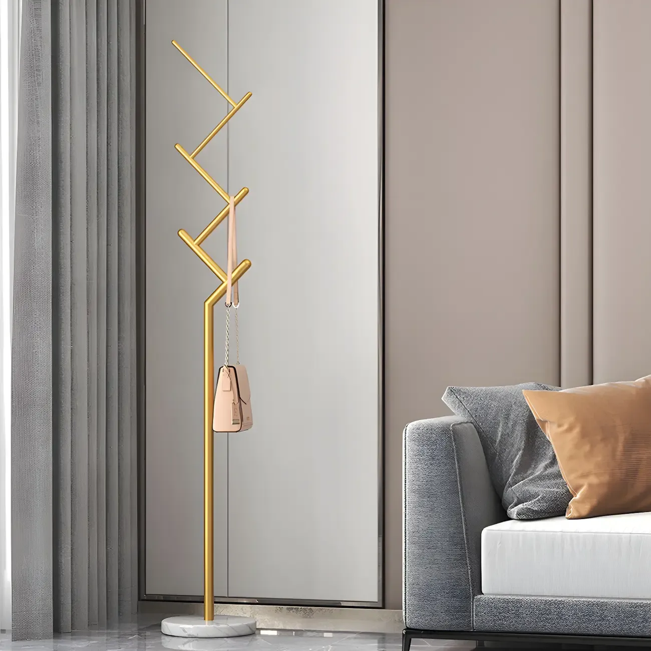 Freestanding Modern Metal Coat Rack with Hooks Image - 19