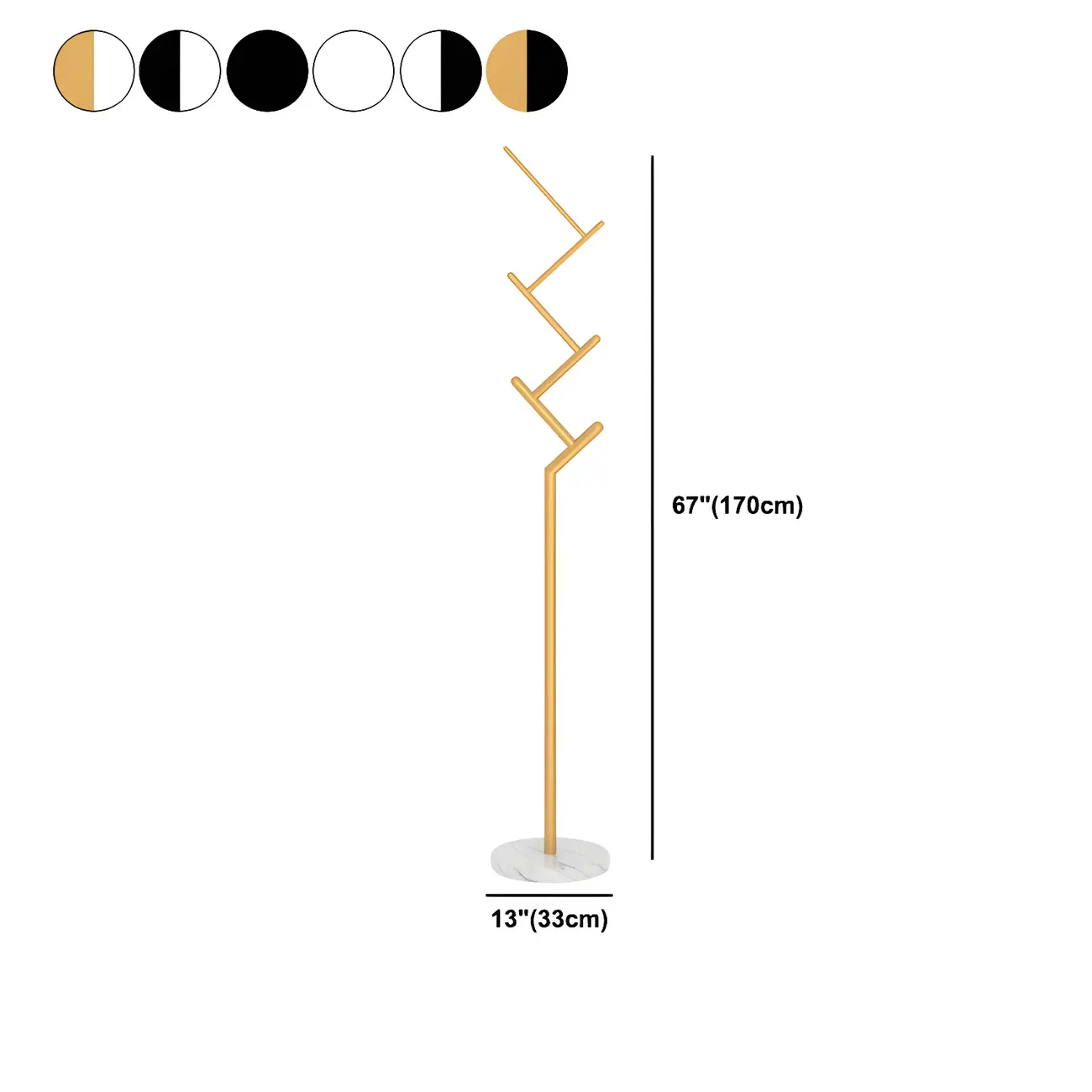 Freestanding Modern Metal Coat Rack with Hooks #size