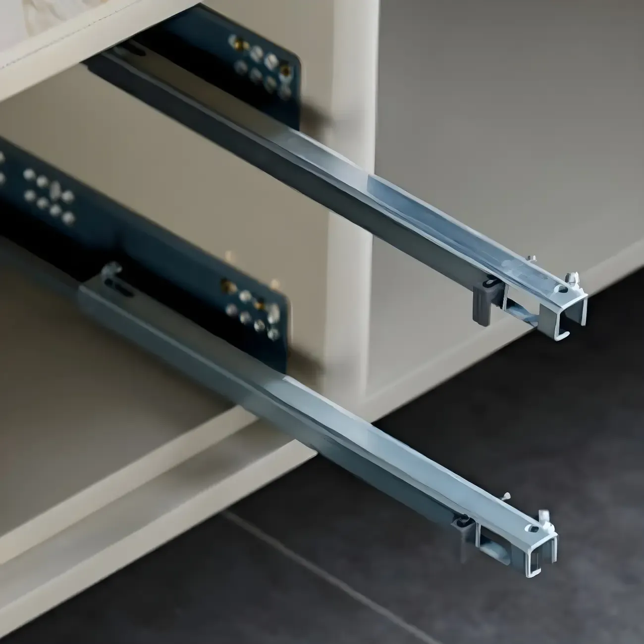 Modern Grey Sideboard with Glass Doors and Drawers Image - 10