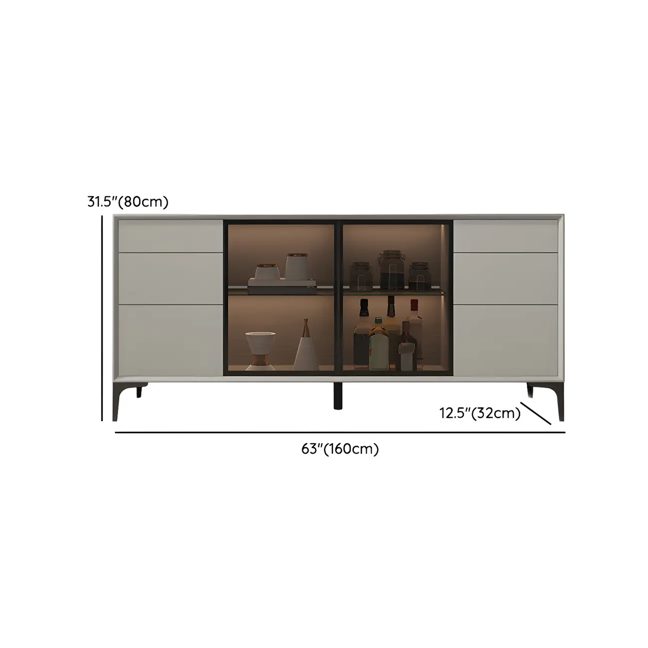 Modern Grey Sideboard with Glass Doors and Drawers Image - 12 | homeyfad
