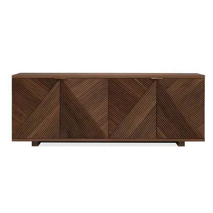 Oriental Black/Walnut Wooden Sideboard with Drawers Image - 2