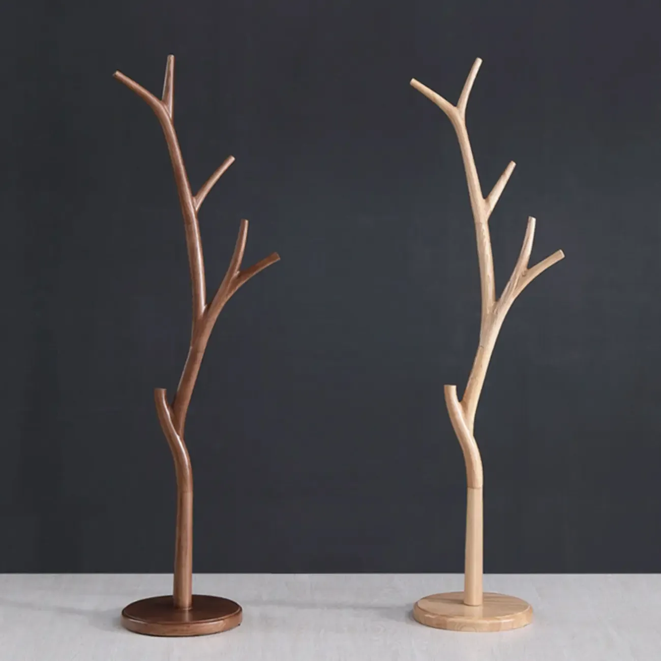 Freestanding Modern Wooden Tree-Shaped Coat Rack Image - 1