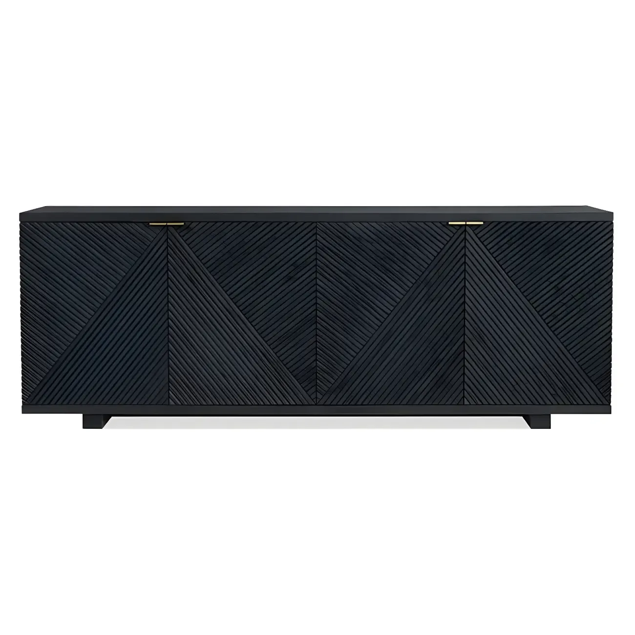 Oriental Black/Walnut Wooden Sideboard with Drawers Image - 3