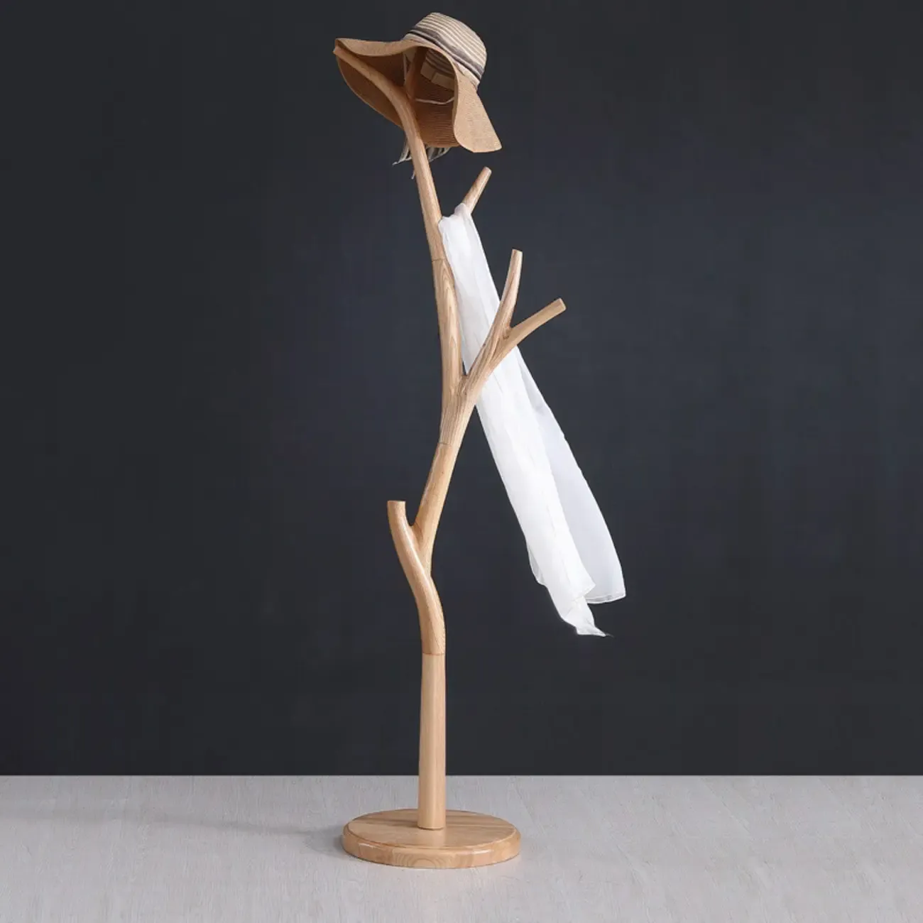 Freestanding Modern Wooden Tree-Shaped Coat Rack Image - 2