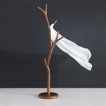 Freestanding Modern Wooden Tree-Shaped Coat Rack Image - 3