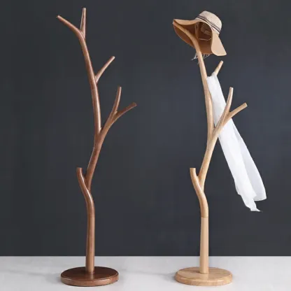 Freestanding Modern Wooden Tree-Shaped Coat Rack Image - 4