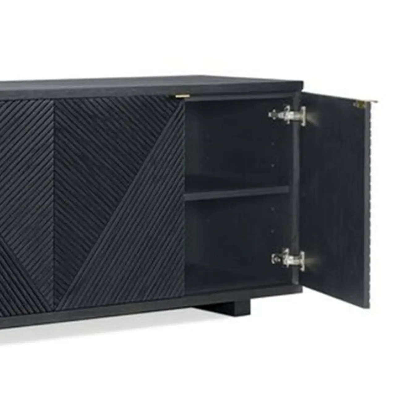 Oriental Black/Walnut Wooden Sideboard with Drawers Image - 6 | homeyfad