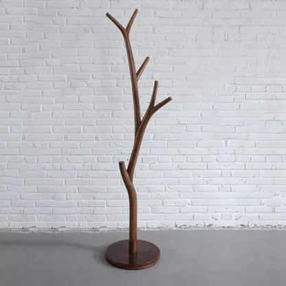 Freestanding Modern Wooden Tree-Shaped Coat Rack Image - 5