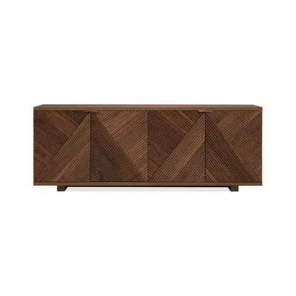Oriental Black/Walnut Wooden Sideboard with Drawers Image - 7