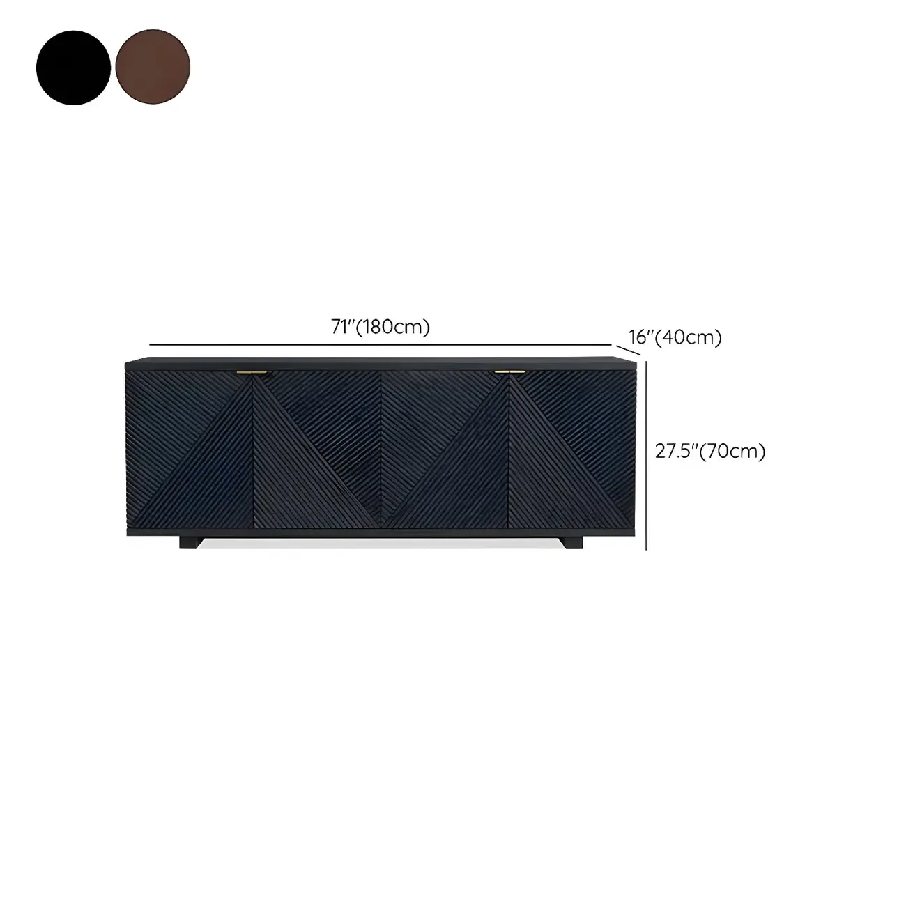 Oriental Black/Walnut Wooden Sideboard with Drawers Image - 11