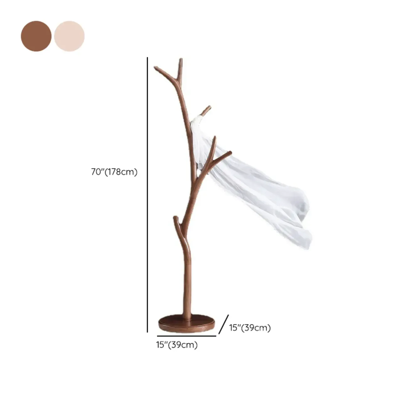Freestanding Modern Wooden Tree-Shaped Coat Rack #size
