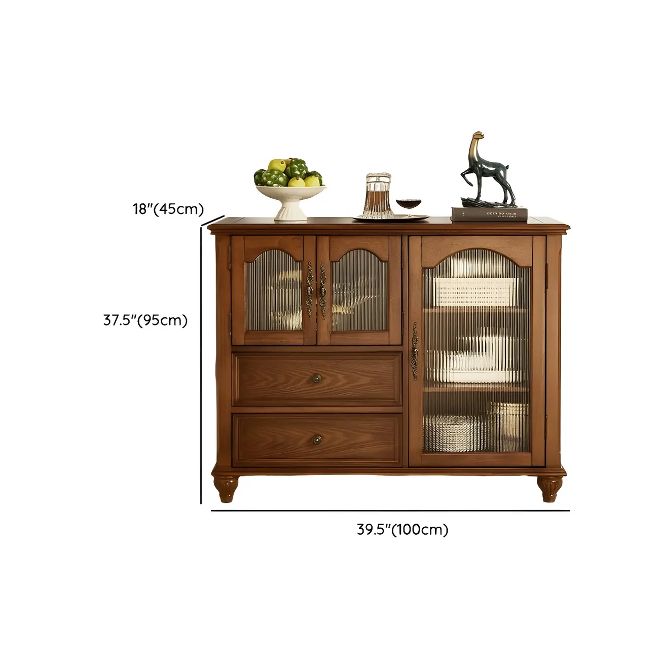 Traditional Wooden Sideboard with Glass Doors and Cabinets #size | homeyfad
