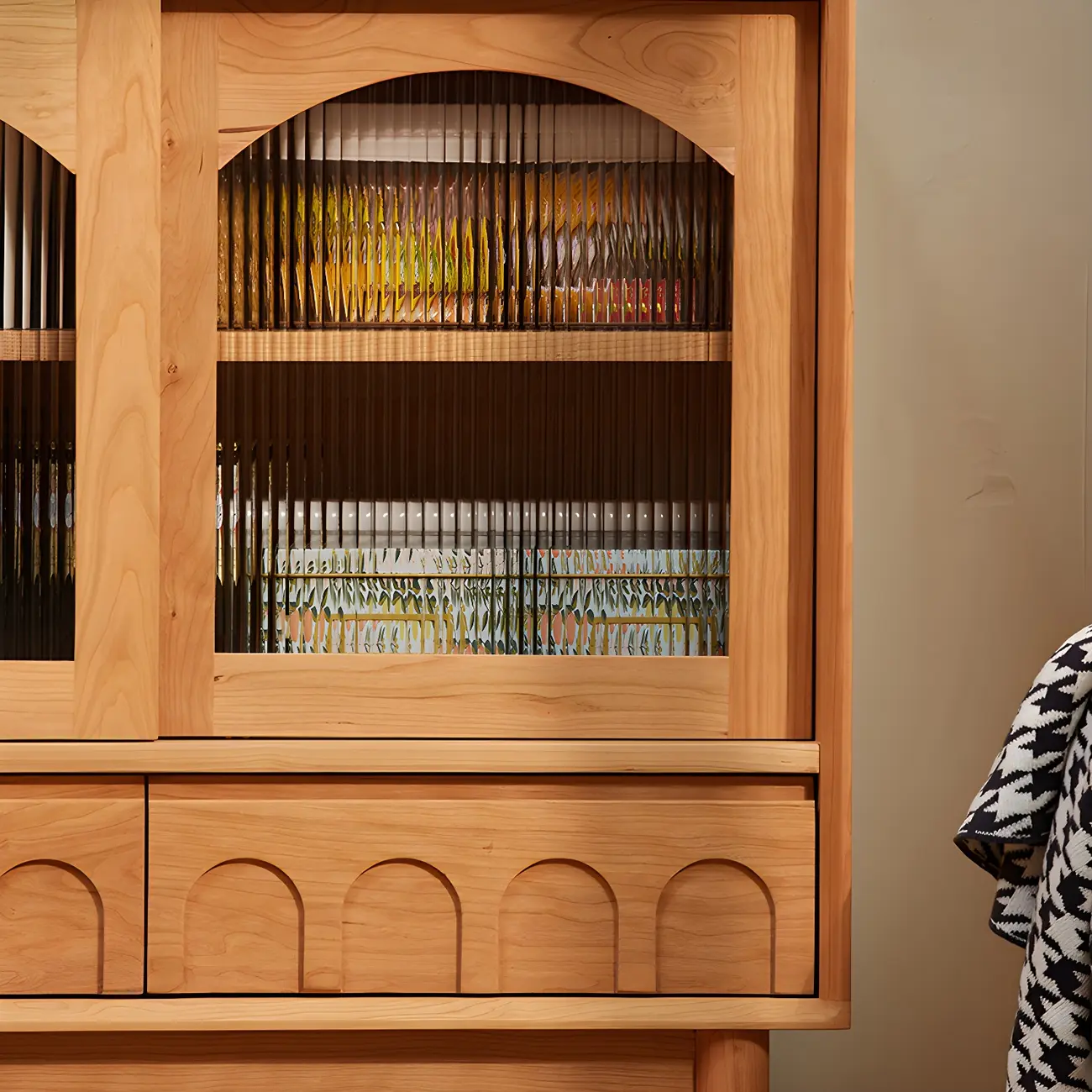 Scandinavian Yellow Wooden Sideboard with Cabinets Image - 6 | homeyfad