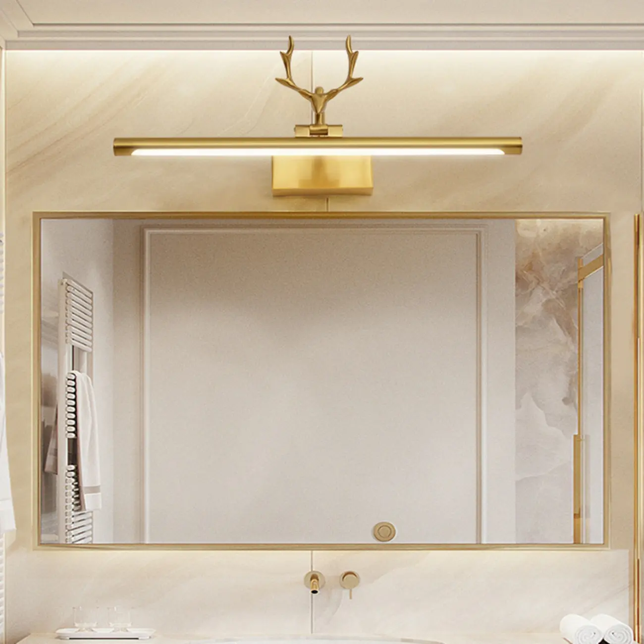 Gold Metal Antler Design LED Vanity Wall Lamp for Bathroom Image - 2 | homeyfad