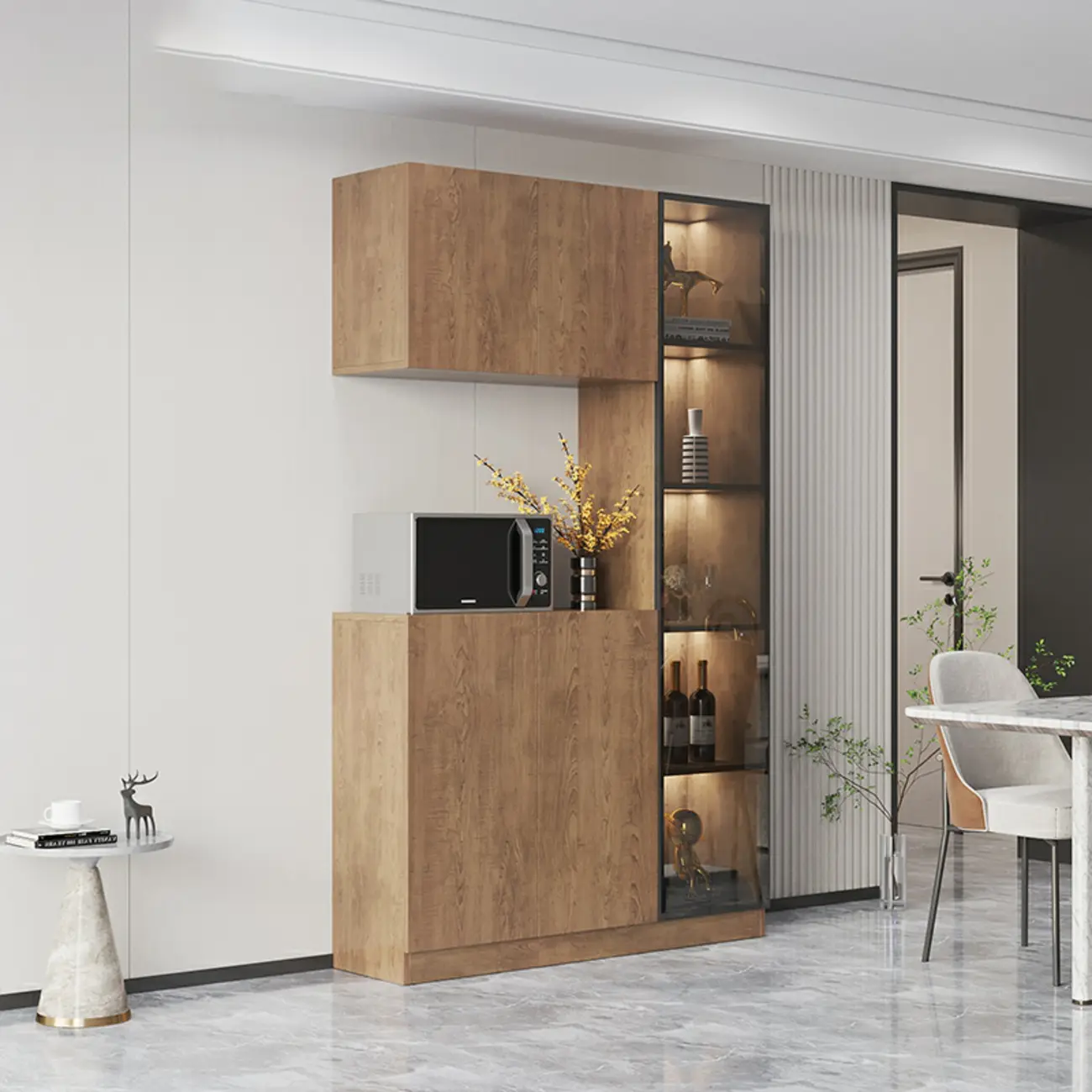 Modern Wooden Sideboard with Drawers & Shelves & Cabinets Image - 2 | homeyfad