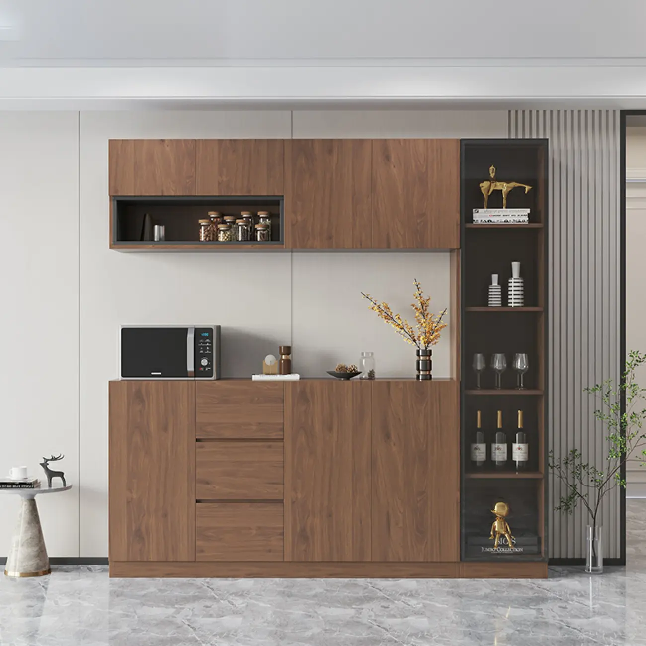 Modern Wooden Sideboard with Drawers & Shelves & Cabinets Image - 6 | homeyfad