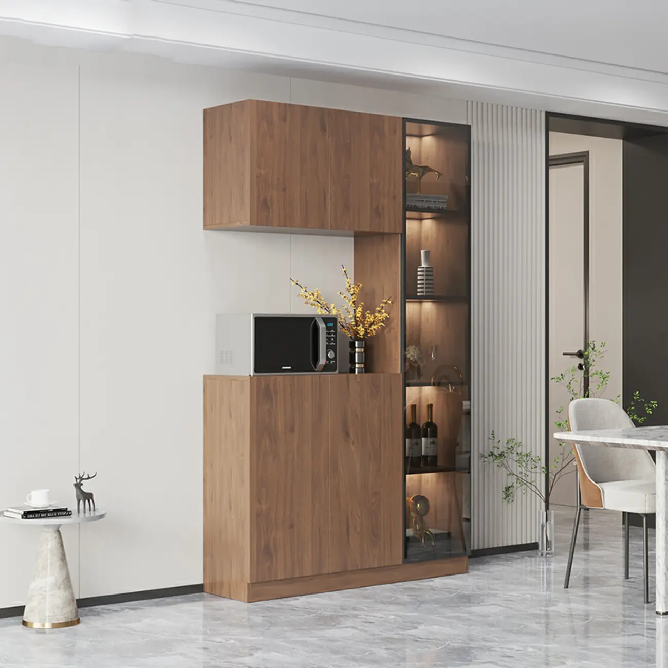 Modern Wooden Sideboard with Drawers & Shelves & Cabinets Image - 7 | homeyfad