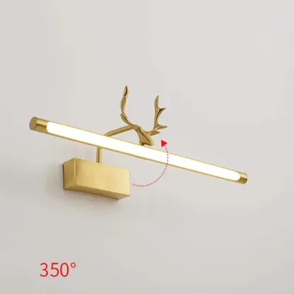 Gold Metal Antler Design LED Vanity Wall Lamp for Bathroom Image - 14