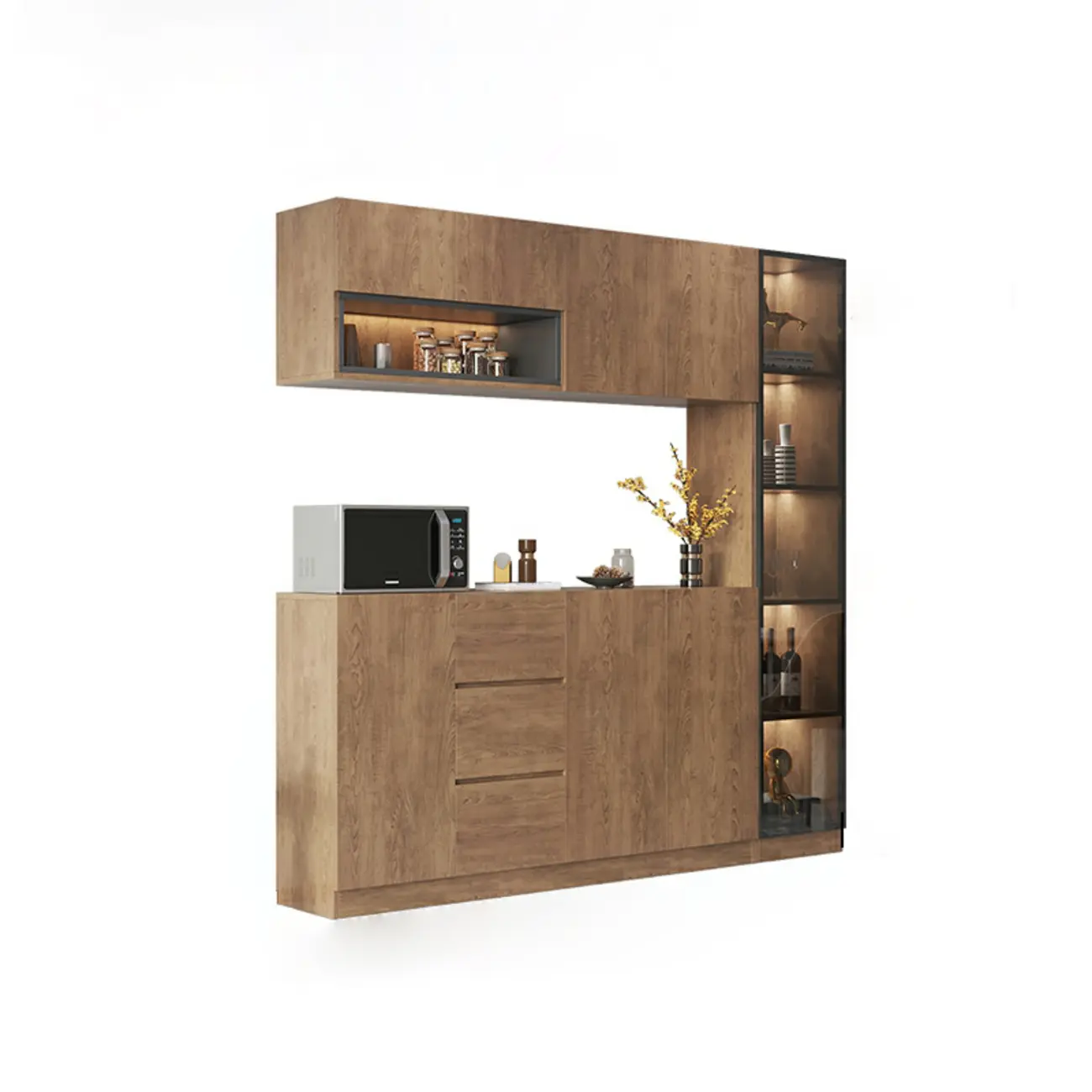 Modern Wooden Sideboard with Drawers & Shelves & Cabinets Image - 10 | homeyfad