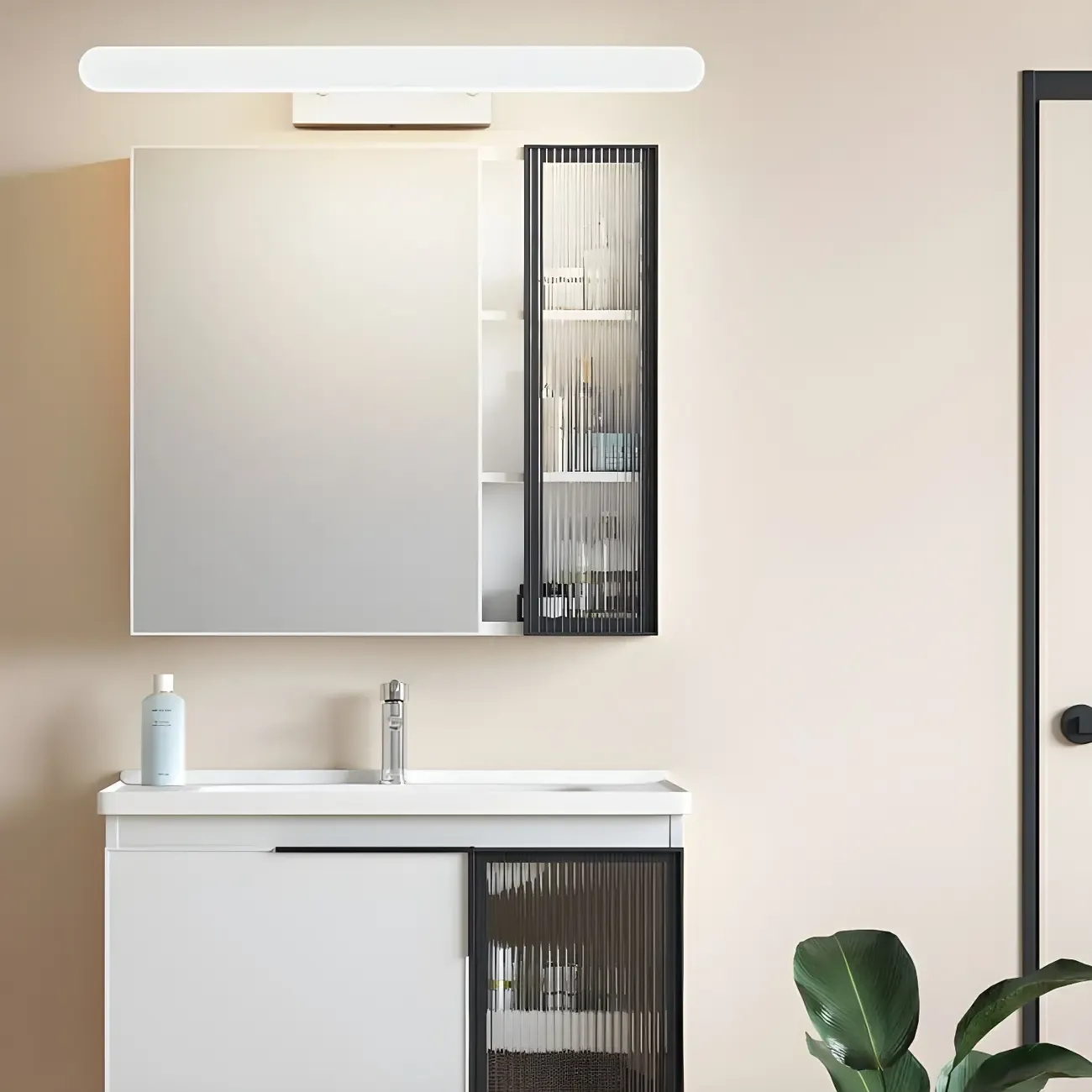 Minimalist Sleek White LED Wall Lamp for Bathroom Mirror Image - 1