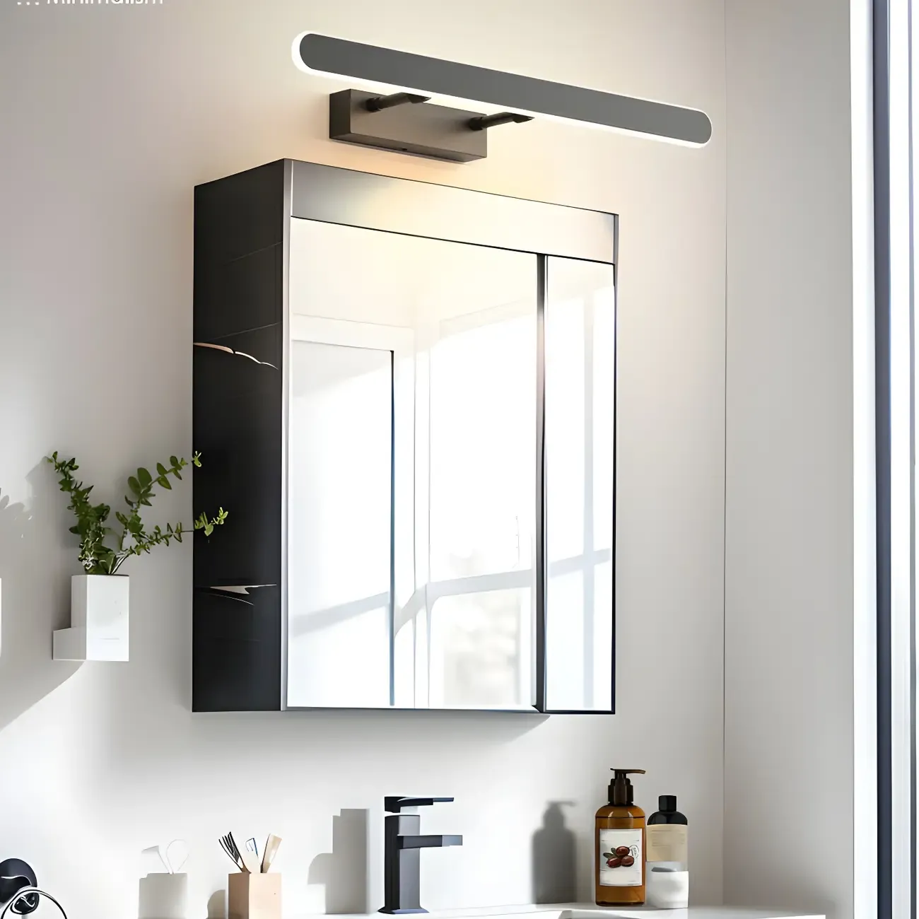 Minimalist Sleek White LED Wall Lamp for Bathroom Mirror Image - 4