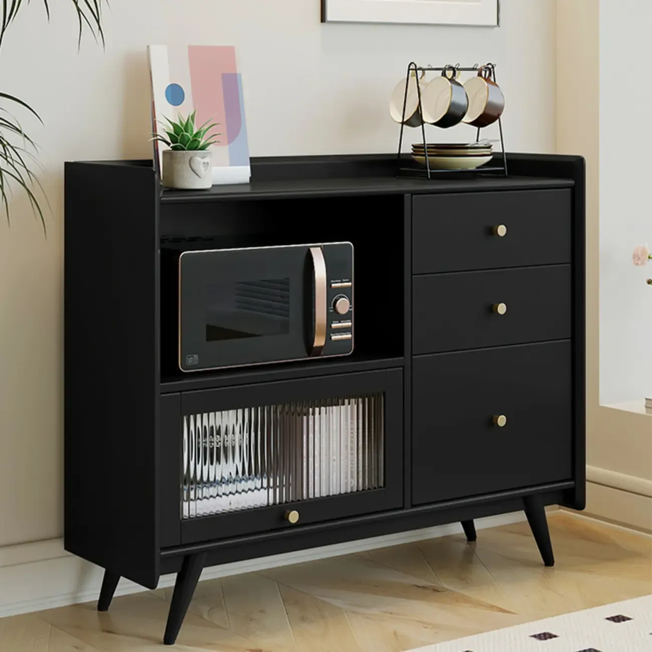 Modern Black Espresso Sideboard with Cabinets & Drawers | HomeyFad