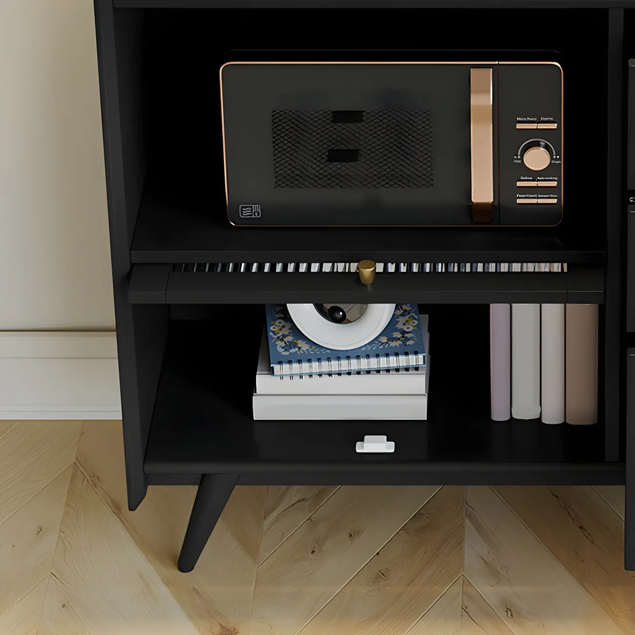 Modern Black Espresso Sideboard with Cabinets & Drawers Image - 7 | homeyfad