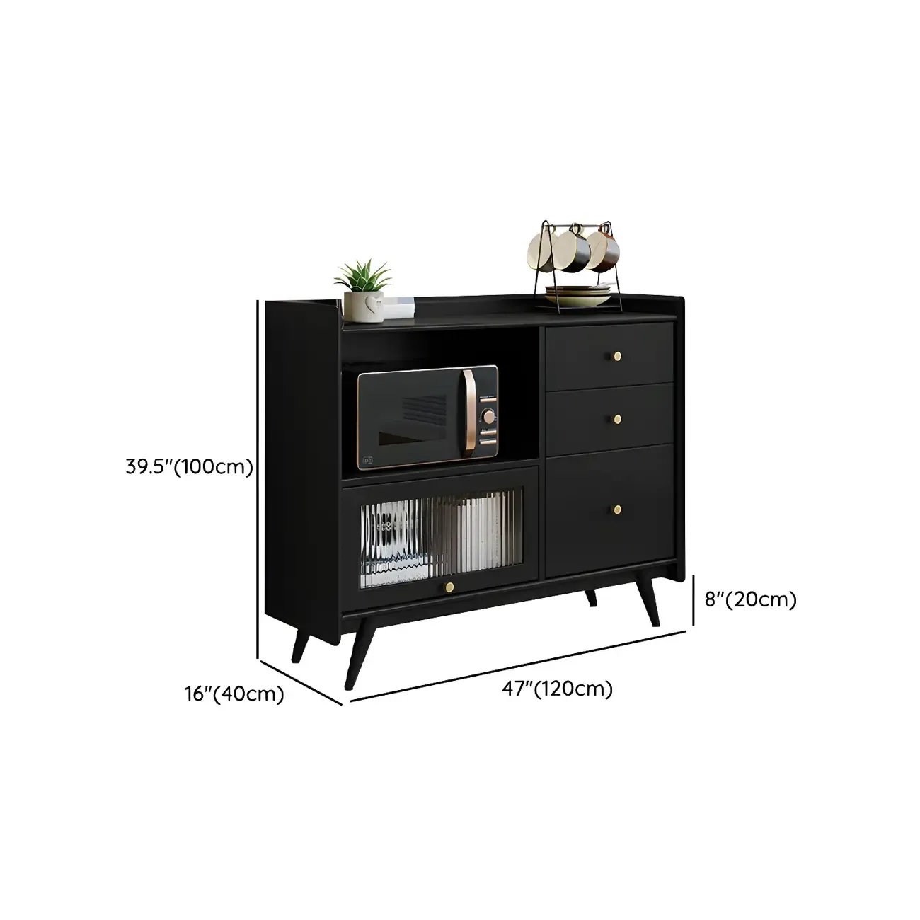Modern Black Espresso Sideboard with Cabinets & Drawers Image - 13